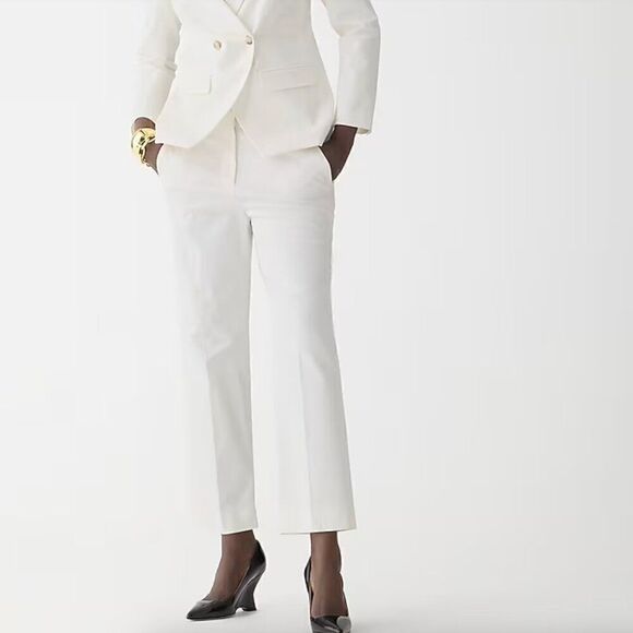 J. Crew Ivory  Kate straight-leg pant in bi-stretch cotton blend NWT - Picture 2 of 13